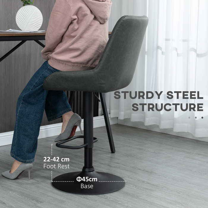 Adjustable Bar Stools Set – Swivel PU Leather with Footrest
