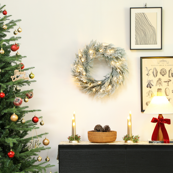 Christmas LED Wreath – Snow-Dusted Branches & Warm White Lights - Samanta Factory