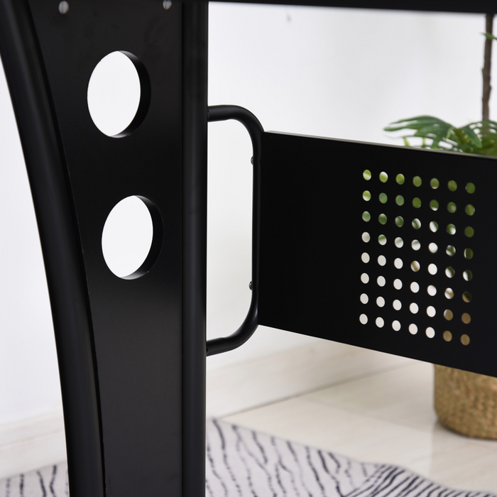 L-Shaped Corner Desk – Space-Saving Design with Keyboard Tray & Removable CPU Holder