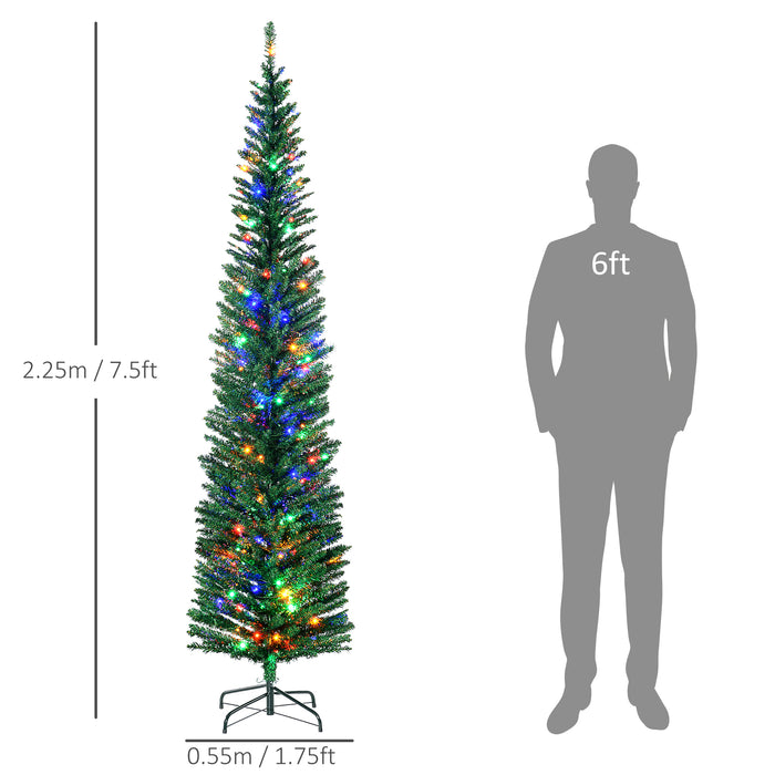 Slim Christmas Tree – 7.5ft Pre-Lit Colourful LED Design - Samanta Factory