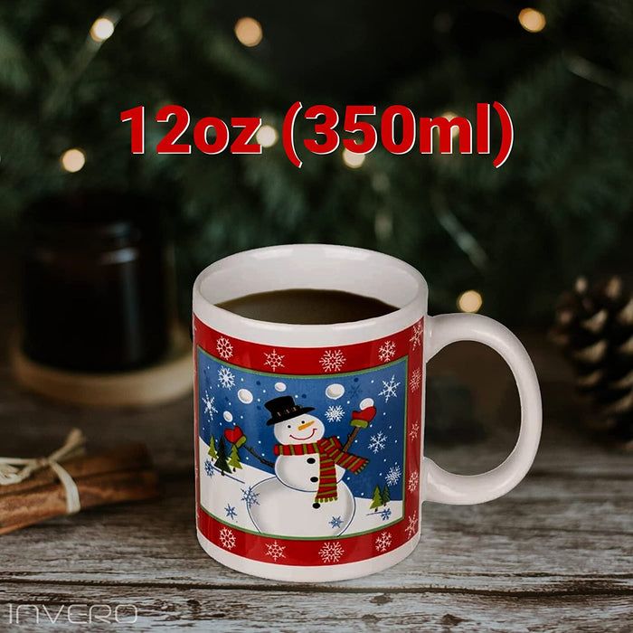 Christmas Mugs Printed Xmas 12Oz Fine Bone China Drinking Tea Coffee Gift X4