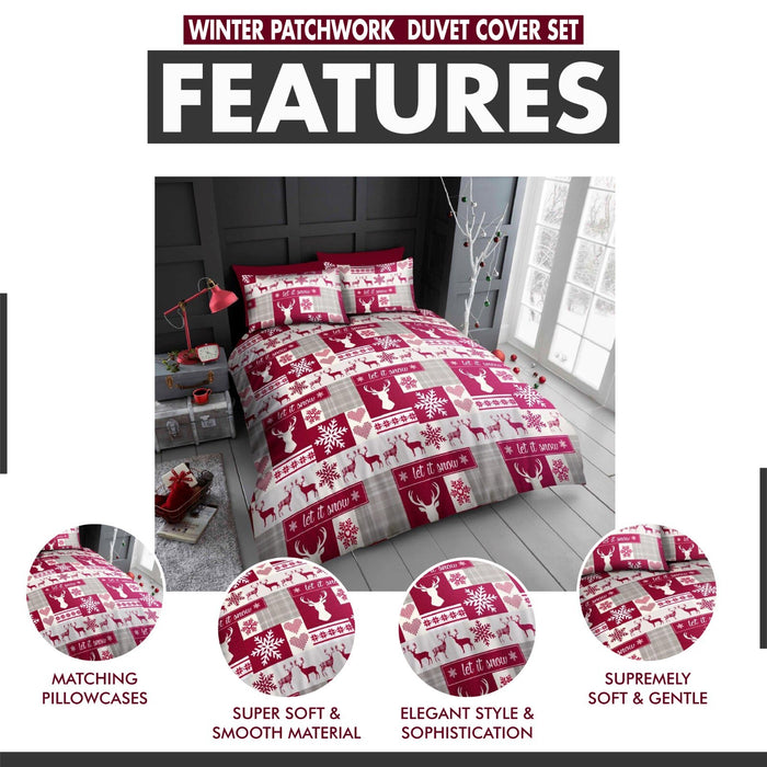 Xmas Duvet Quilt Cover Pillowcase Soft Reversible Printed Bedding Set All Size