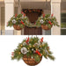 Pre-Lit Artificial Christmas Hanging Basket - Flocked with Mixed Decorations UK