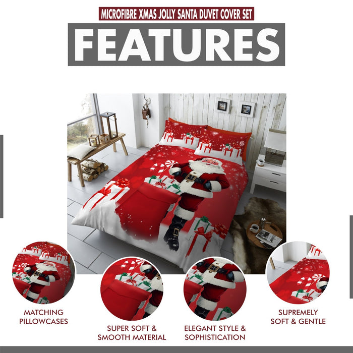 Xmas Duvet Quilt Cover Pillowcase Soft Reversible Printed Bedding Set All Size