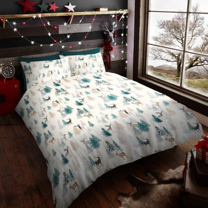 Xmas Duvet Quilt Cover Pillowcase Soft Reversible Printed Bedding Set All Size