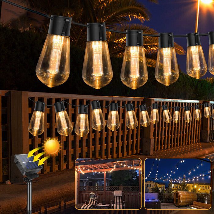 20LED Solar Powered Retro Bulb String Lights Garden Outdoor Fairy Christmas Lamp