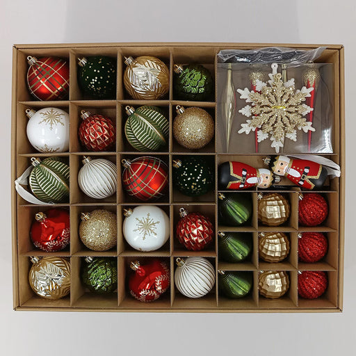 Shatterproof Christmas ornament set with 80 baubles and 100 hooks