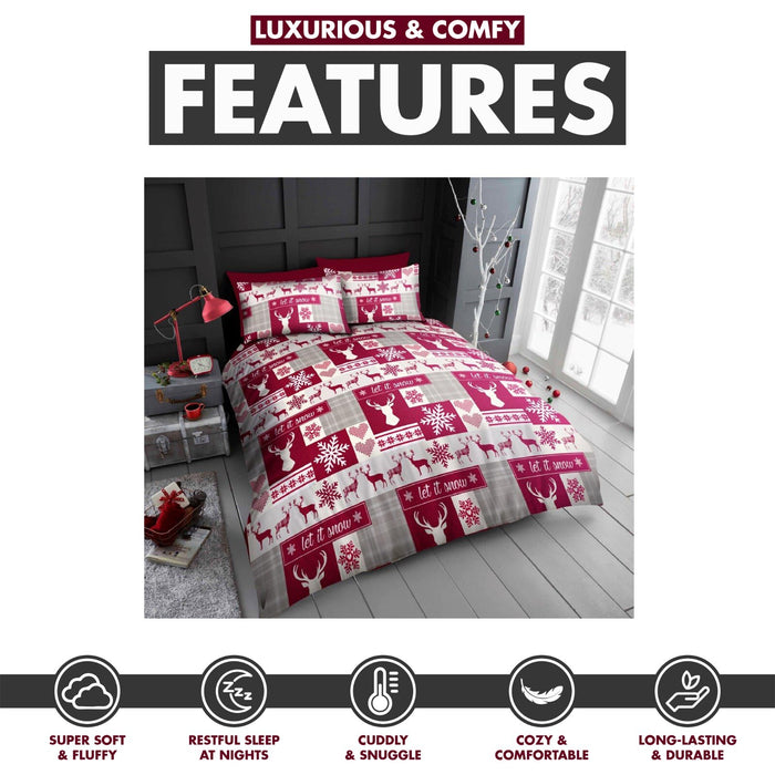Xmas Duvet Quilt Cover Pillowcase Soft Reversible Printed Bedding Set All Size