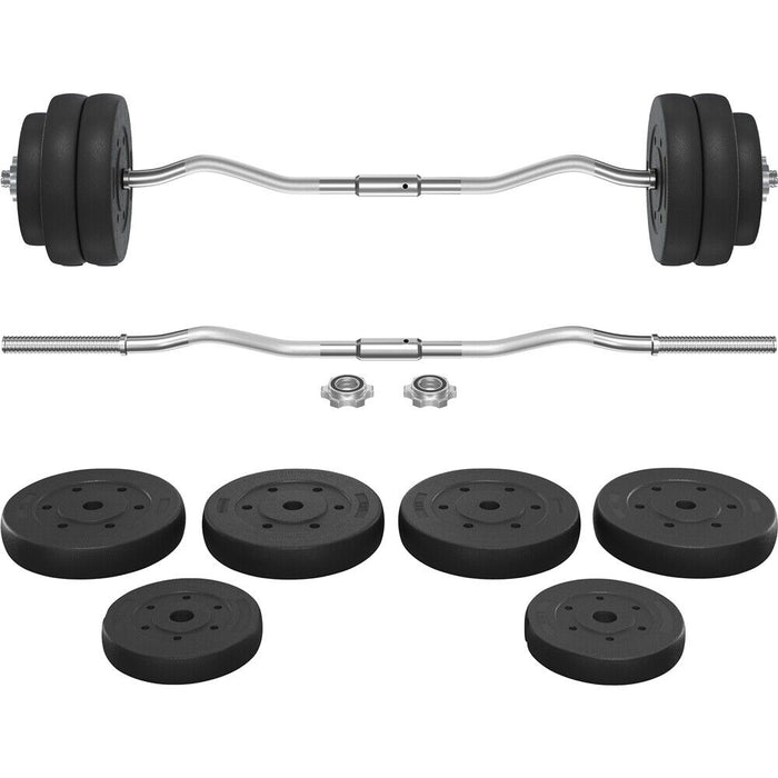 Ergonomic curl bar weightlifting set with adjustable plates and star locks – compact home gym equipment