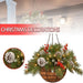 Pre-Lit Artificial Christmas Hanging Basket - Flocked with Mixed Decorations UK