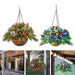Pre-Lit Artificial Christmas Hanging Basket - Flocked with Mixed Decorations UK