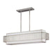  Kenney mid-century modern ceiling light in Sunrise Silver with geometric frame and linen shade.
