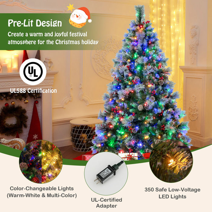 Pre-Lit Artificial Christmas Tree with 11 Lighting Modes and 350 LED Lights