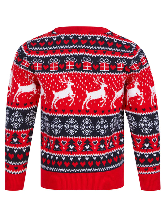 Kids Girls Christmas Jumper Snow Reindeer Nordic Fairisle Xmas Sweater Novelty
