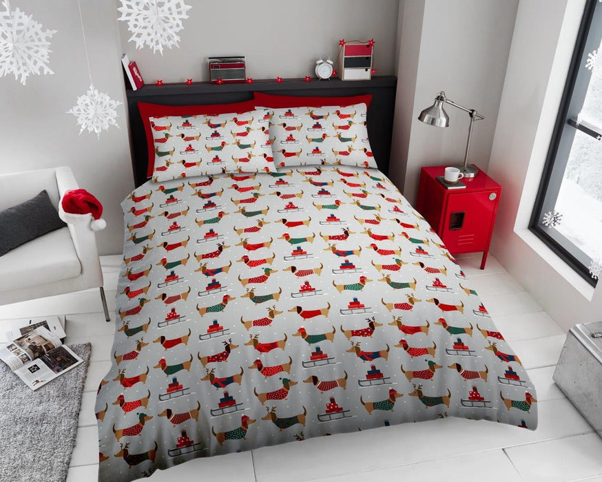 Xmas Duvet Quilt Cover Pillowcase Soft Reversible Printed Bedding Set All Size