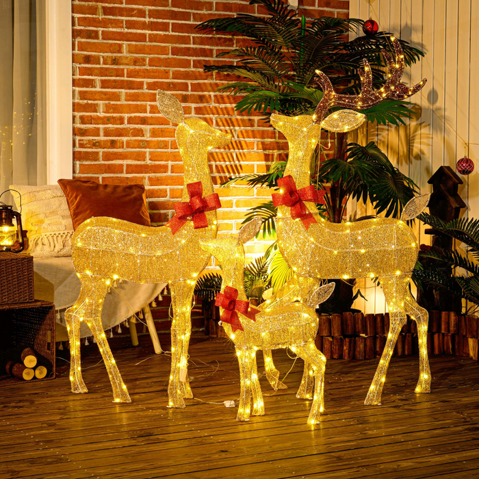3-Piece Reindeer Family Set – LED Outdoor Christmas Display - Samanta Factory