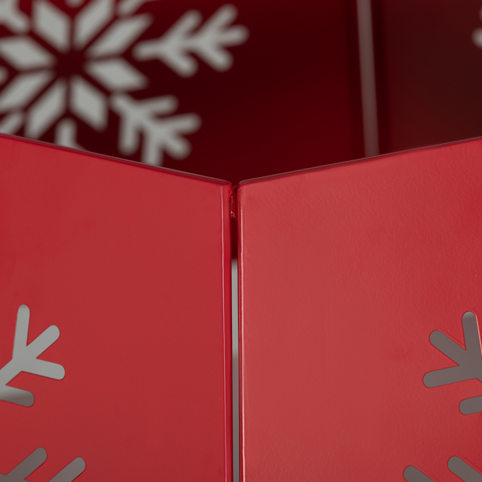 Christmas Tree Stand – Red Hollow Snowflake Design - Samanta Factory