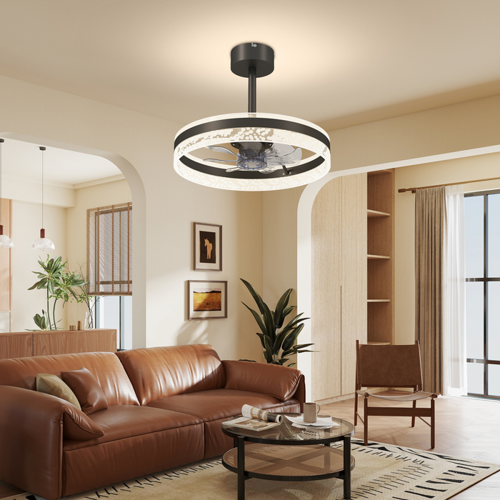 Modern LED Ceiling Fan with Remote – 6-Speed, Reversible Motor & Adjustable Light Modes