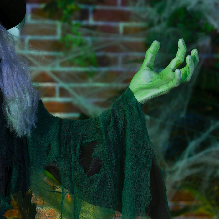 Talking Halloween Witch Animatronic – Bendable Arms with LED Eyes & Colourful Lights