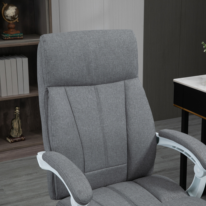 Vinsetto Grey Office Chair – 155° Reclining Fabric Desk Chair with Footrest & Height Adjustment