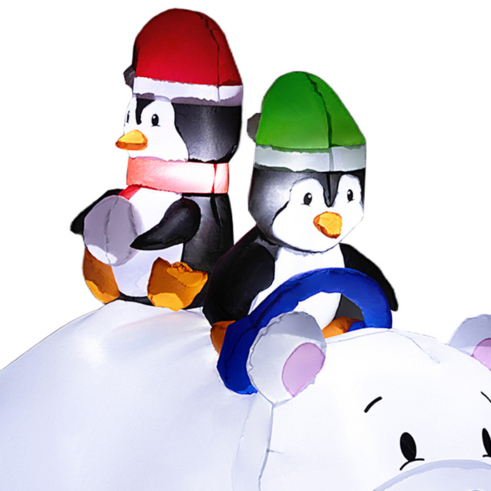 Inflatable Penguin & Polar Bear Display – Light-Up 6.4ft Outdoor Decoration - Samanta Factory