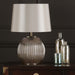 Sonia Brass & Silver Dual Table Lamp with Taupe Shade
