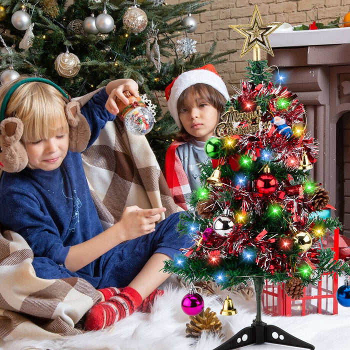 60Cm Desktop Mini Small Christmas Tree with LED Lights Table Top Xmas Tree Decor