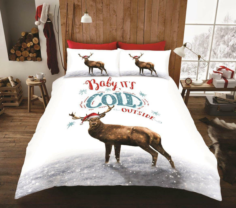 CHRISTMAS XMAS DUVET COVER SET Reversible Quilt Bedding Single Double King Size