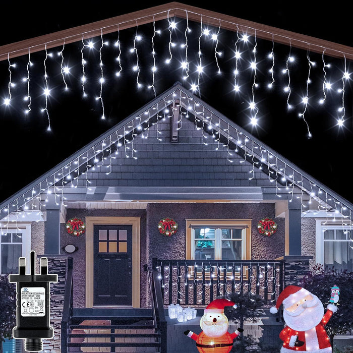 400 LED Icicle Lights 17M Super Bright Christmas Snowing Effect Outdoor Light UK