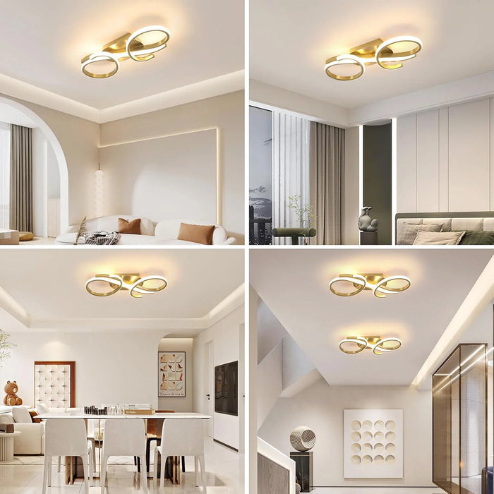 Modern Ceiling Light – 36W Gold Surface-Mounted Fixture with Warm White LED
