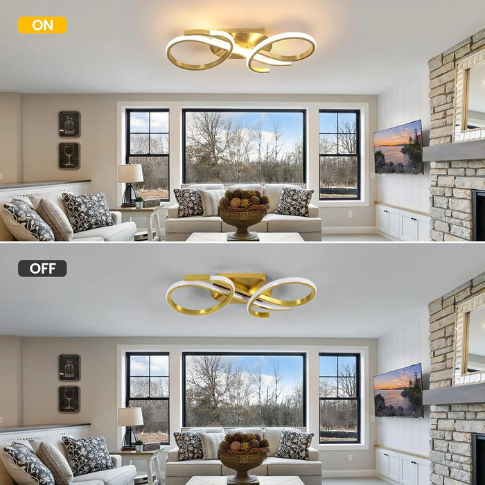 Modern Ceiling Light – 36W Gold Surface-Mounted Fixture with Warm White LED