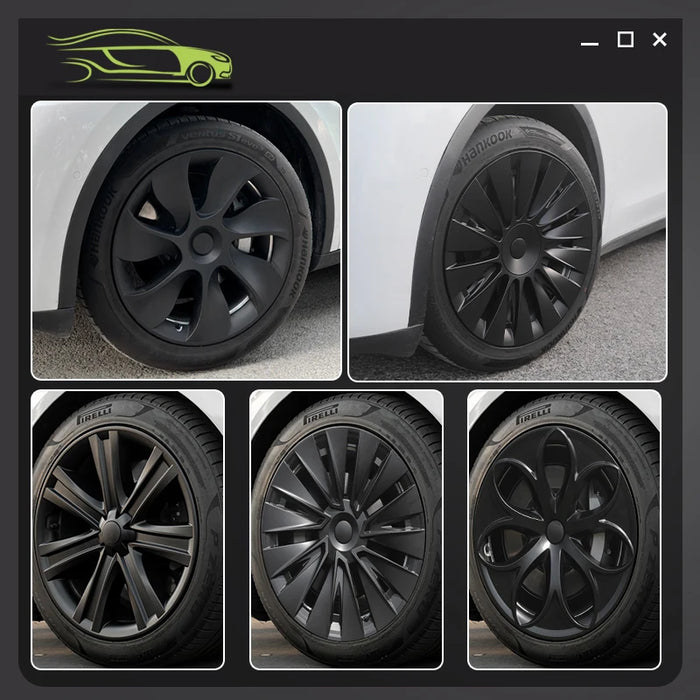 4PCS Wheel Cap Design For Tesla Model Y 2020-2024 19 Inch Right＆Left Hubcaps Cyclone Cover Wheel Cover Replacement Accessories - Samanta Factory