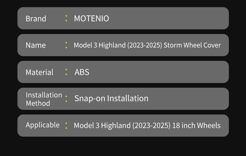 4PCS Wheel Cover Design For Tesla Model 3 Highland 2023-2025 18 Inch Right＆Left Hubcaps Storm Style Wheel Cover Accessories - Samanta Factory