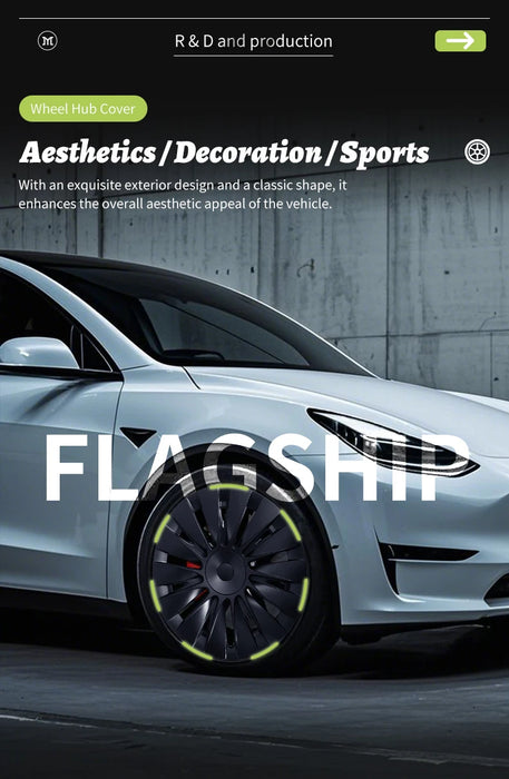 4PCS Wheel Cap Design For Tesla Model Y 2020-2024 19 Inch Right＆Left Hubcaps Cyclone Cover Wheel Cover Replacement Accessories - Samanta Factory