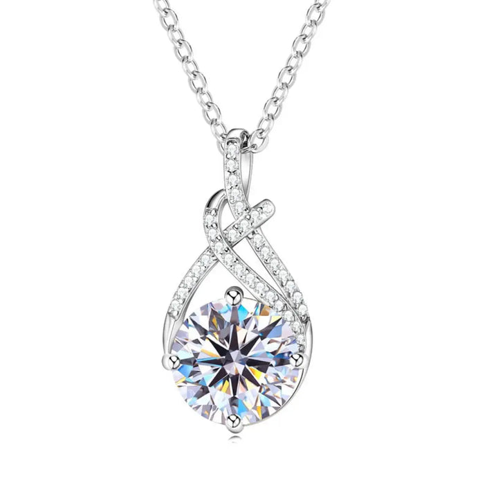 Moissanite Pendant Necklace – D Color VVS1 Twisted Design SF