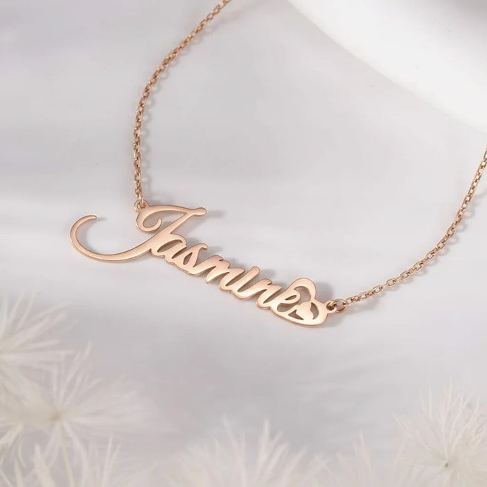 Custom Name Necklace – 18K Gold Plated Personalized Heart Pendant for Women SF