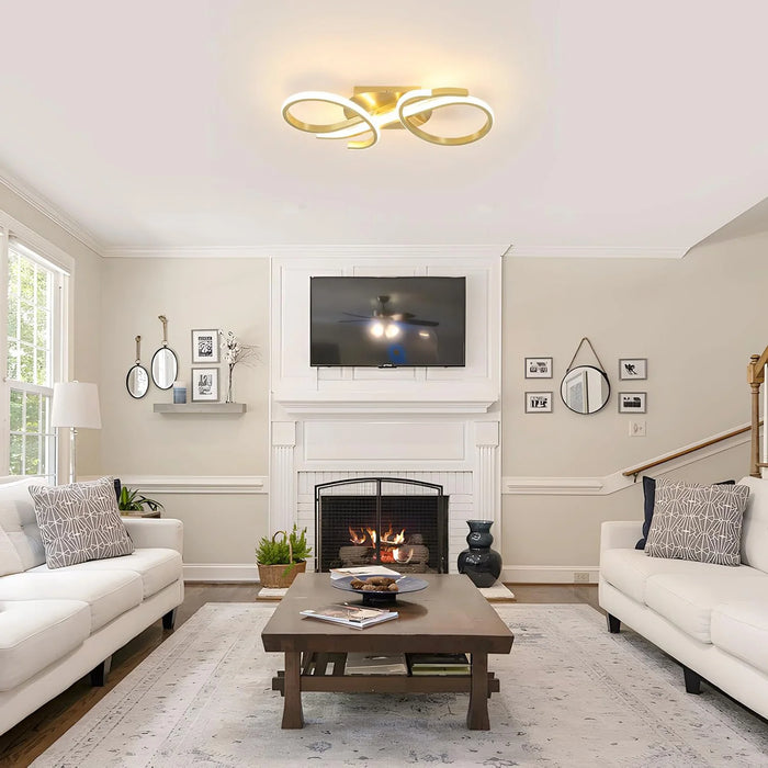 Modern Ceiling Light – 36W Gold Surface-Mounted Fixture with Warm White LED