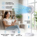 Foldable portable 9-inch telescopic tower fan with USB-C charging, remote control, and 8000mAh battery for indoor and outdoor cooling