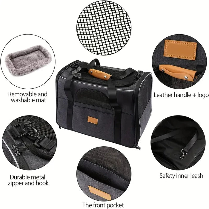 Airline-Approved Pet Carrier Bag – Breathable & Safe Travel Crate for Small Pets