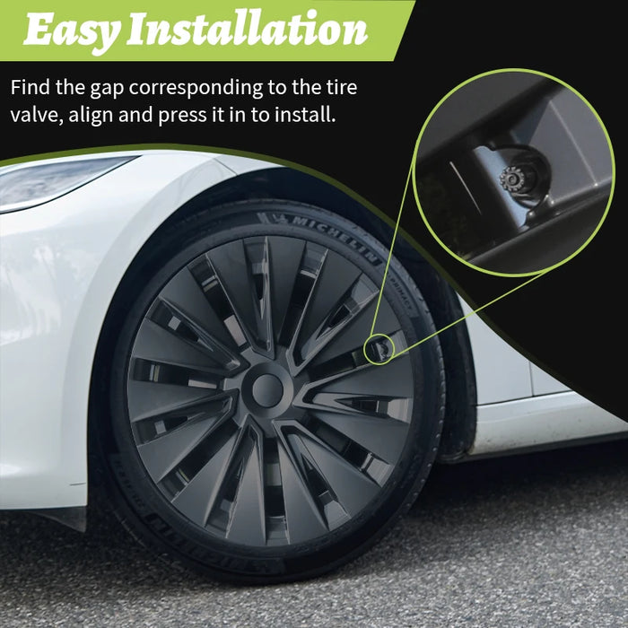 4PCS Wheel Cap Design For Tesla Model Y 2020-2024 19 Inch Right＆Left Hubcaps Cyclone Cover Wheel Cover Replacement Accessories - Samanta Factory