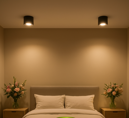 Modern black round ceiling lamp with GU10 socket for kitchen or bedroom