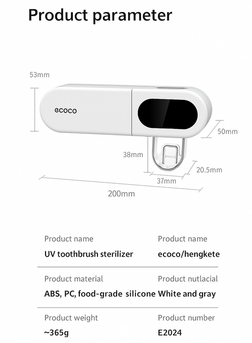 Smart LED UV Toothbrush Sanitizer & Holder – Wall-Mounted & Space-Saving Design - Samanta Factory