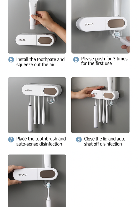 Smart LED UV Toothbrush Sanitizer & Holder – Wall-Mounted & Space-Saving Design - Samanta Factory