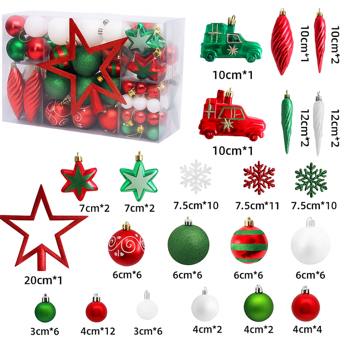 Christmas Pendant Plastic Ball with star – Shatterproof Hanging Tree Ornaments