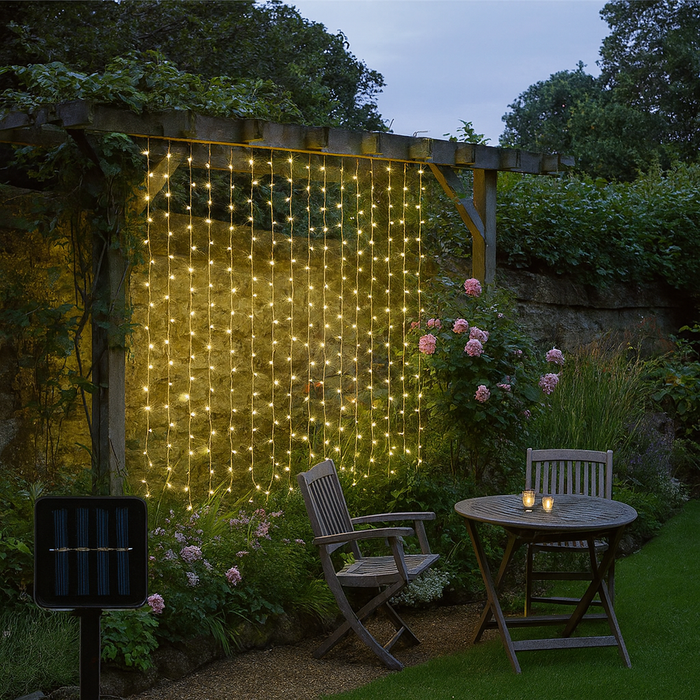 Festive Solar-Powered Curtain Lights with Waterproof Design & Remote Control - Samanta Factory
