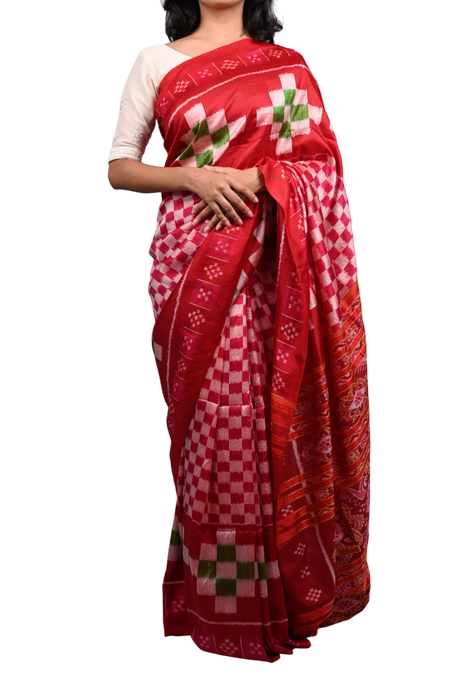 Khandua Silk Saree – Handwoven Ikat with Traditional Odisha Motifs