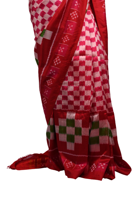 Khandua Silk Saree – Handwoven Ikat with Traditional Odisha Motifs