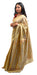 Elegant Tussar Silk Saree with natural golden sheen, handwoven motifs, and blouse piece