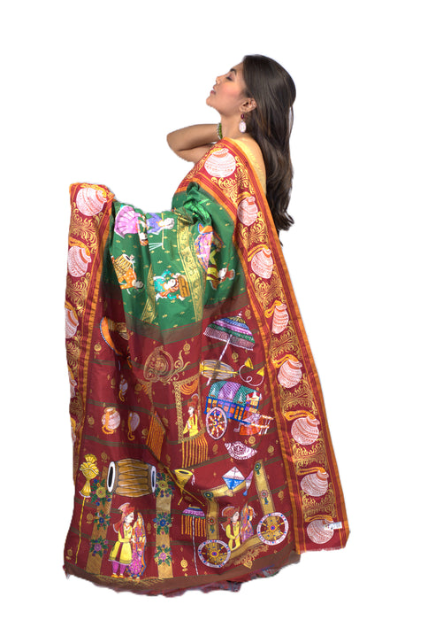 Pattachitra Saree – Hand-Painted Mythological & Cultural Art