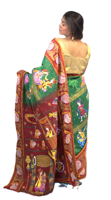 Pattachitra Saree – Hand-Painted Mythological & Cultural Art